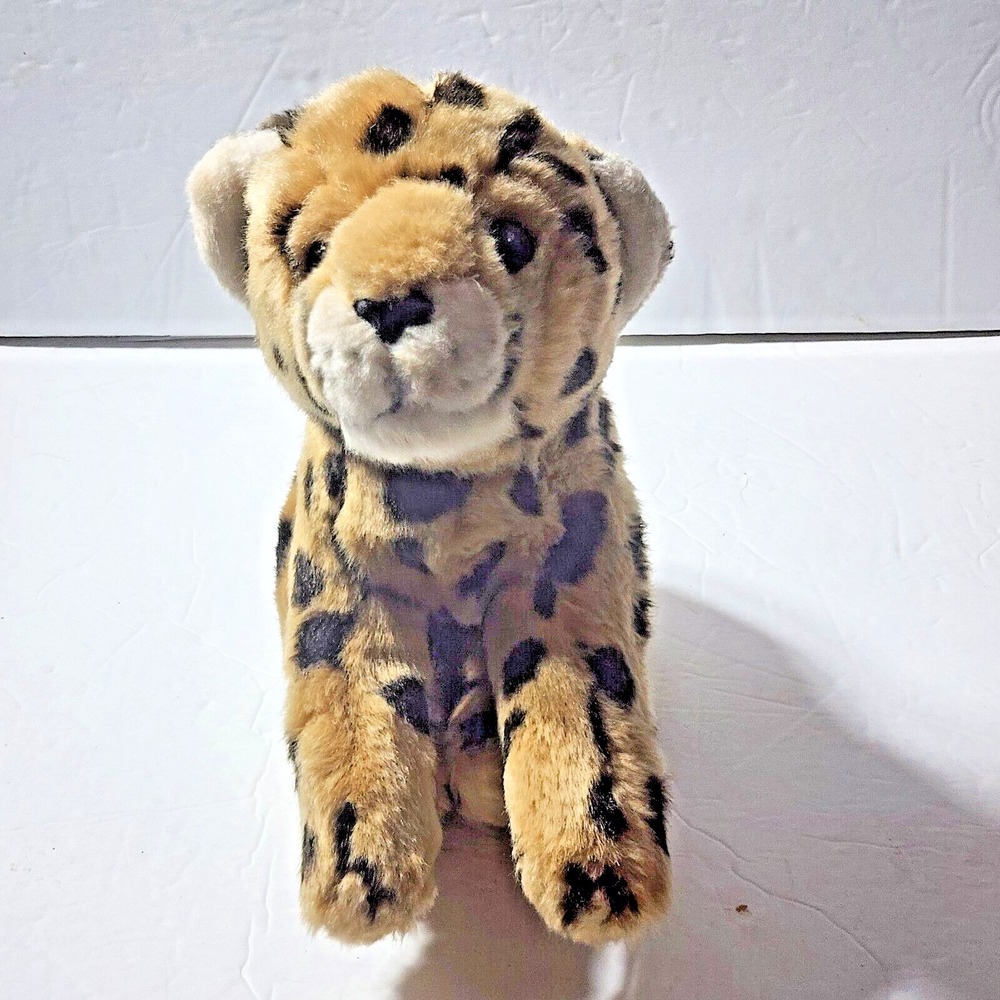 Animal Alley Plush Cheetah Cat Tan Brown Spotted Realistic Stuffed Animal 14"